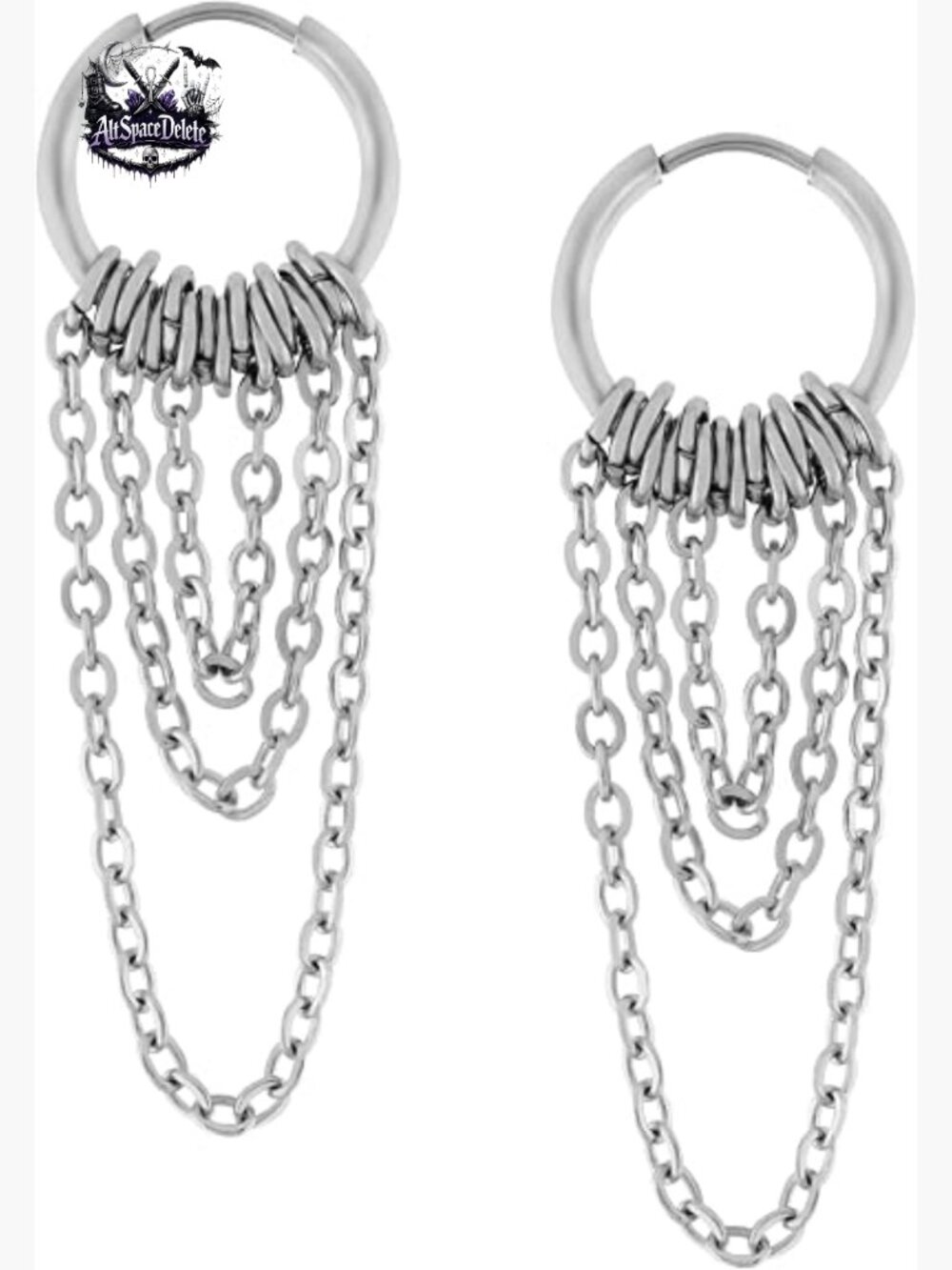 Gothic Chain Hoop Earrings Emo Punk Grunge Y2K Dangle